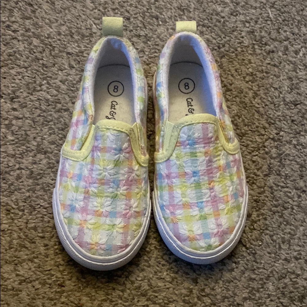 Cat & Jack Yellow and Pink Sneakers Slip-On Style
